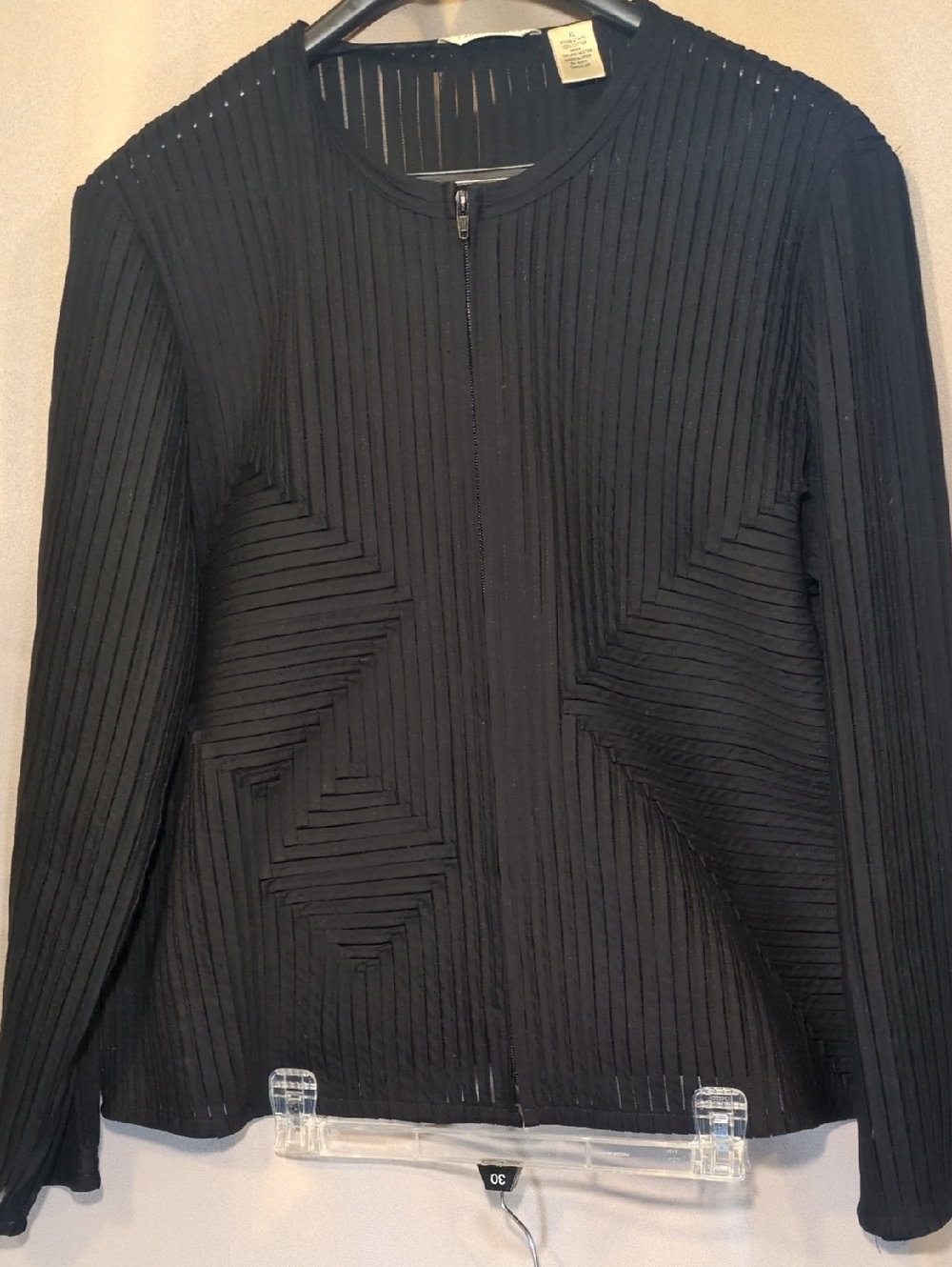 Laura Ashley Black Bias Tape And Sheer Zip Jacket